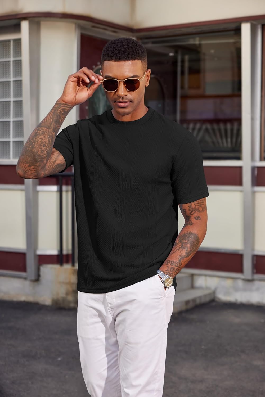 Koszulka Wilbert męska – koszulka z teksturowanej dzianiny, lekka i w stylu casual chic