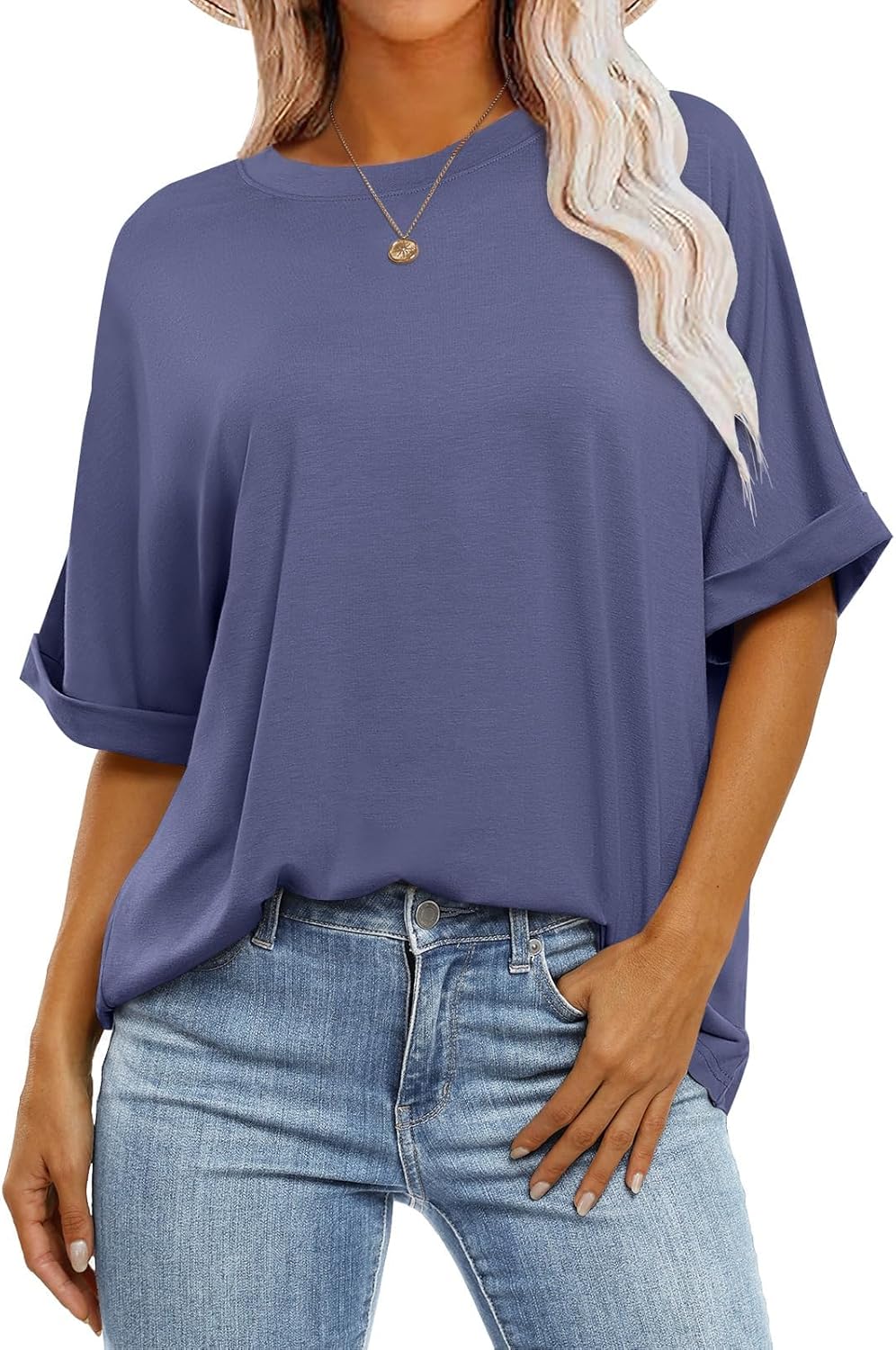Laura Oversize Women's T-Shirt – Chic Summer Top with Round Neck and Short Sleeves Tunic