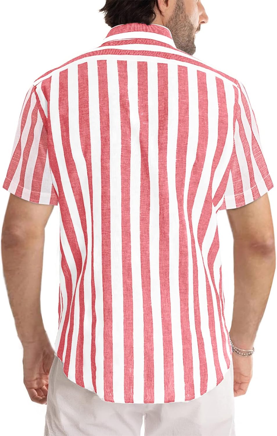 Julien Chemise Homme – Chemise Rayée Manches Courtes, Style Été Casual Chic