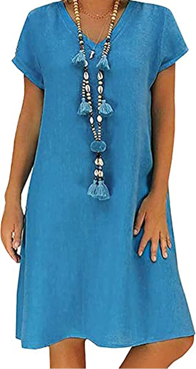 Martina Women's Dress – Maxi Dress V-Neck Oversized A-Line Casual Elegant Summer