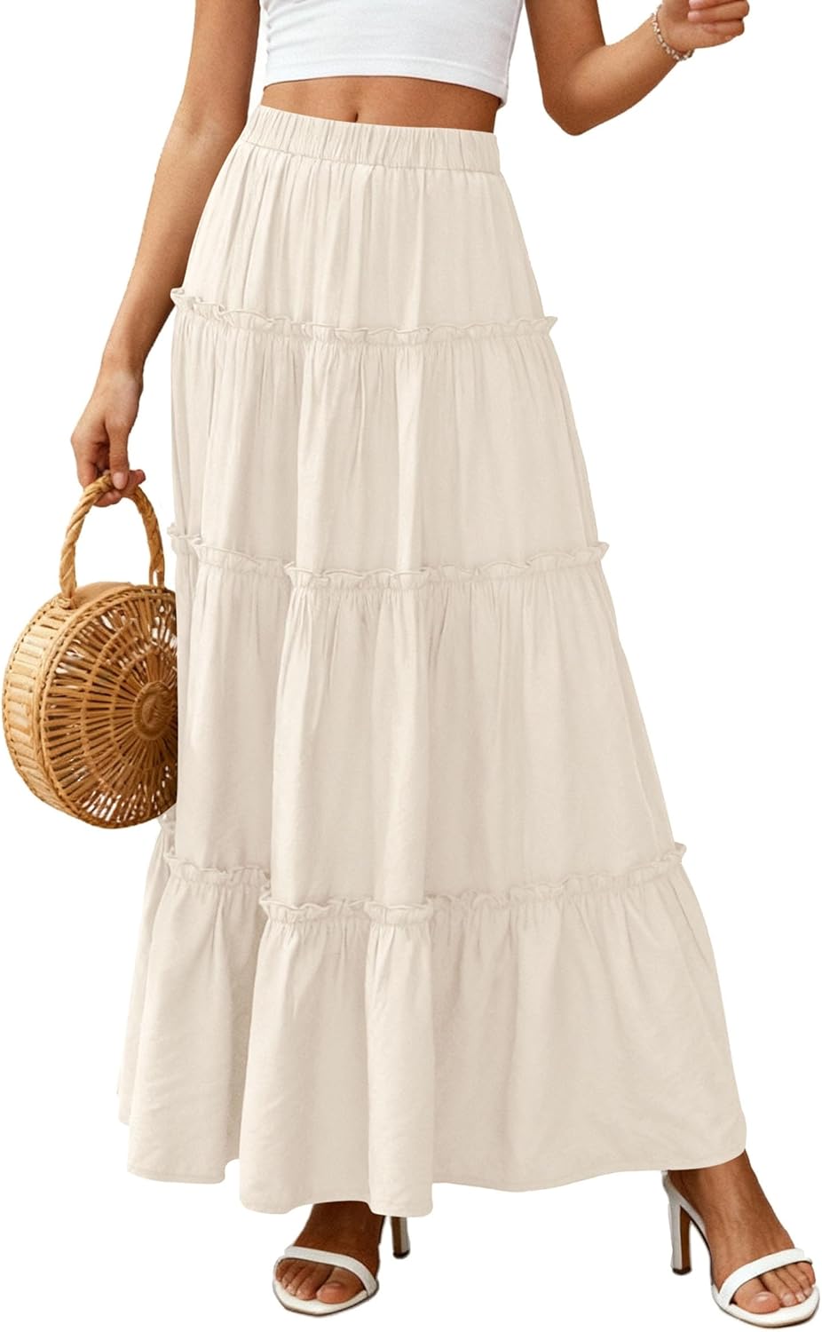 Layza Maxirock Damen – Boho-Rock mit hoher Taille, fließend & Volants Sommer