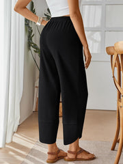 Quenn Women's Pants – Wide Cotton Pants with Elastic Waist & Pockets Summer