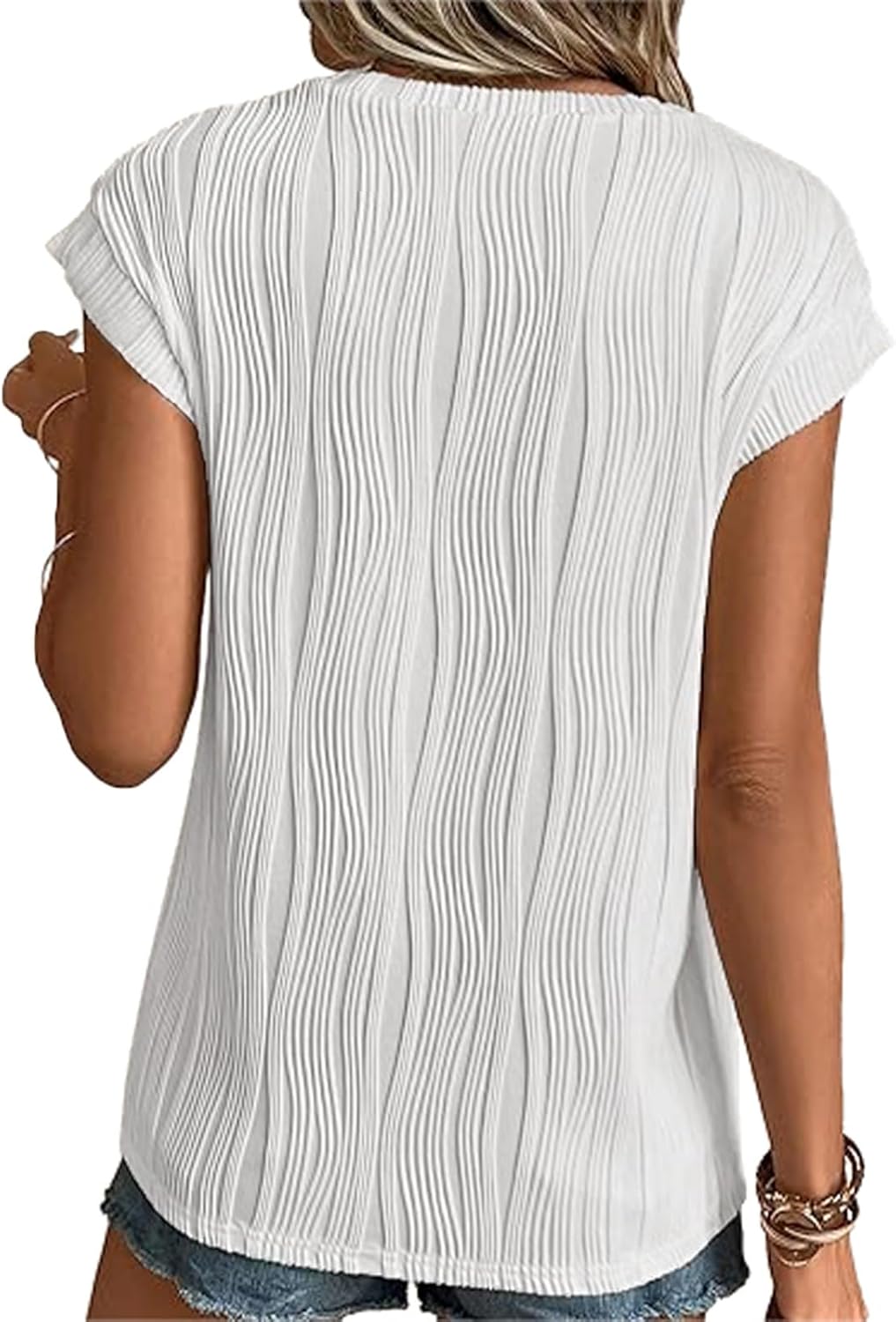 Chloé Damen-T-Shirt – Texturiertes Oberteil mit Rundhalsausschnitt und Fledermausärmeln