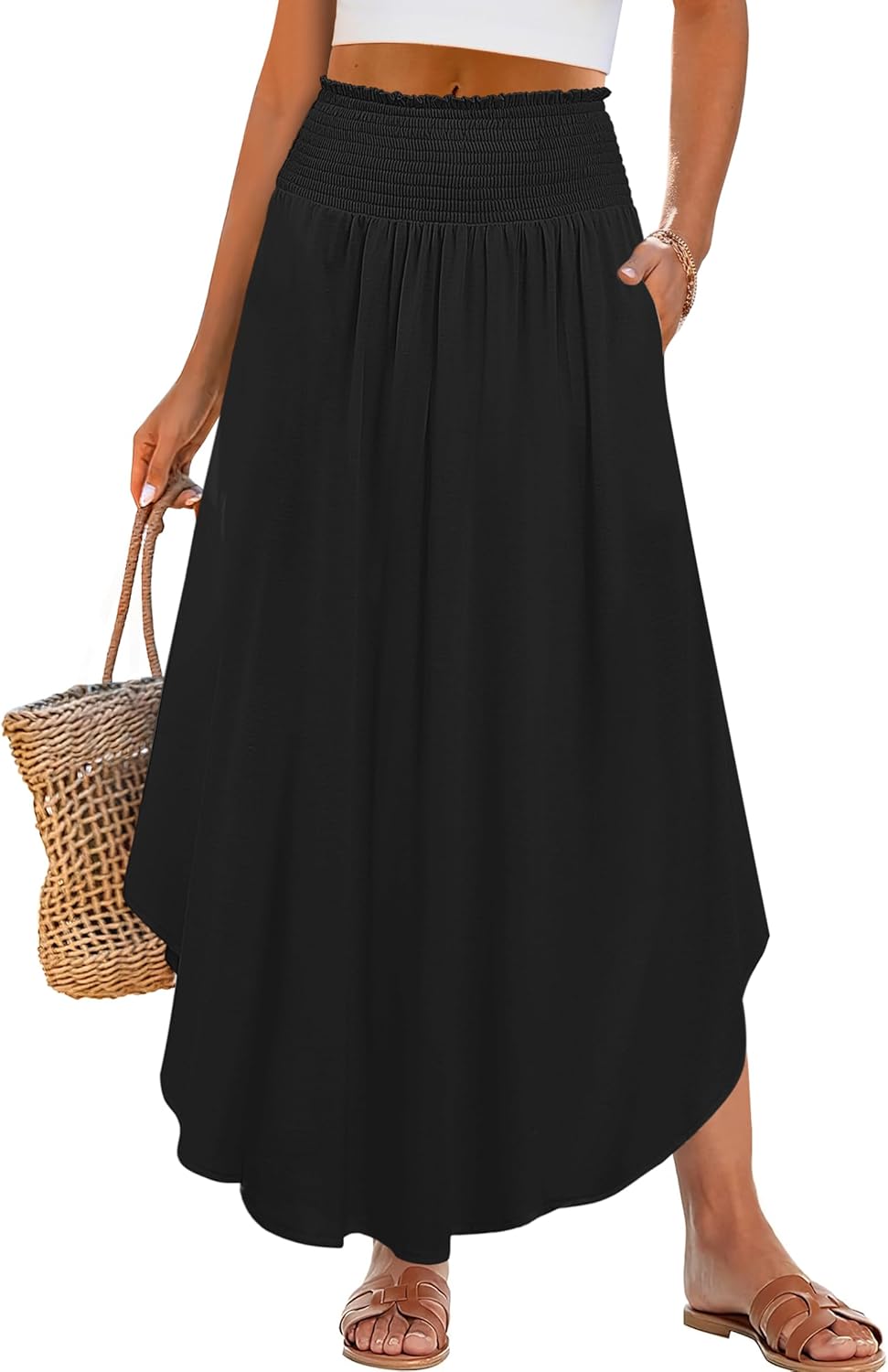 Lulu Jupe Longue Femme – Jupe Maxi Bohème Fleurie, Taille Haute & Fluide