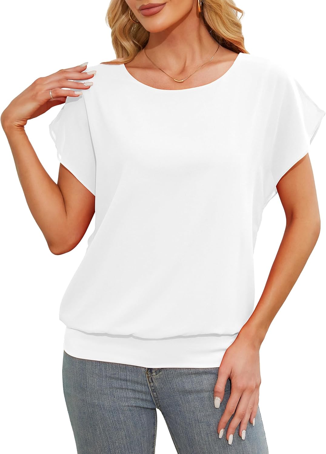 Blusa Fena Donna Oversize – Maniche Pipistrello, Doppio Strato, Top Leggero Estivo