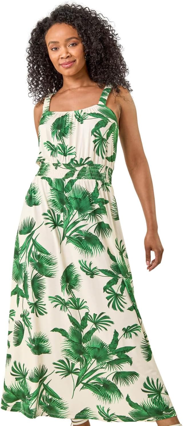 Emma Robe Midi Femme – Robe Été Bretelles Col Carré Broderie Coton Élégante