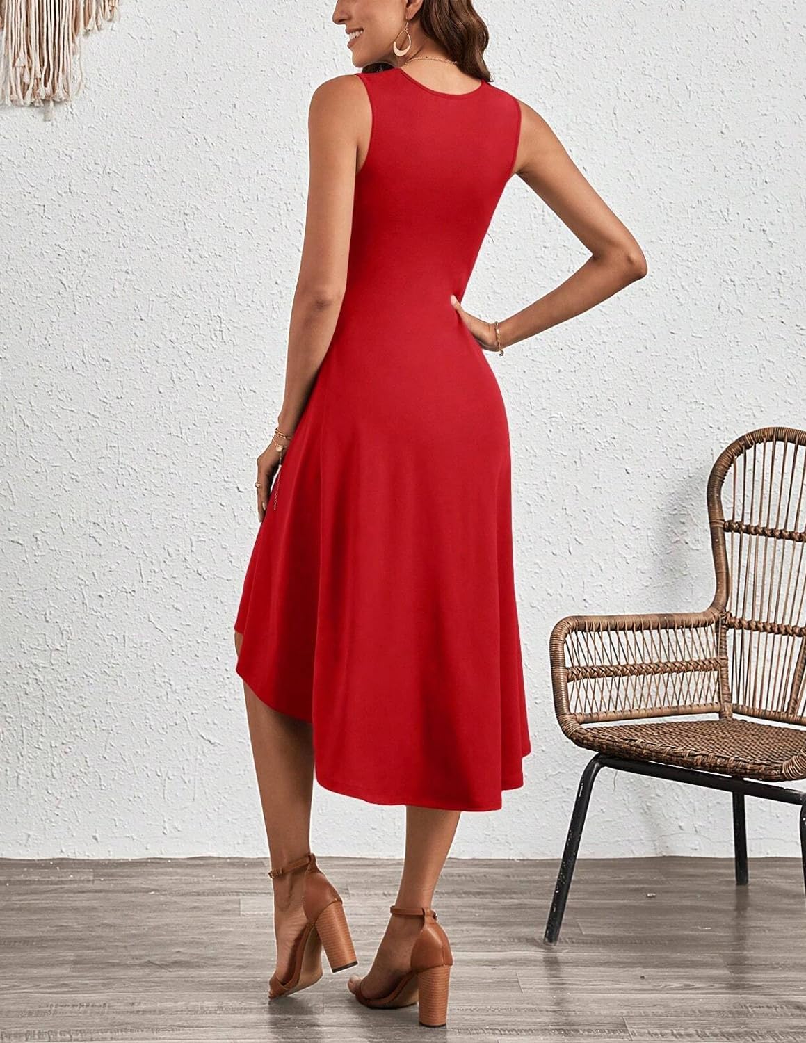 Rochie midi elegantă Clara pentru femei – rochie fără mâneci cu talie plisată