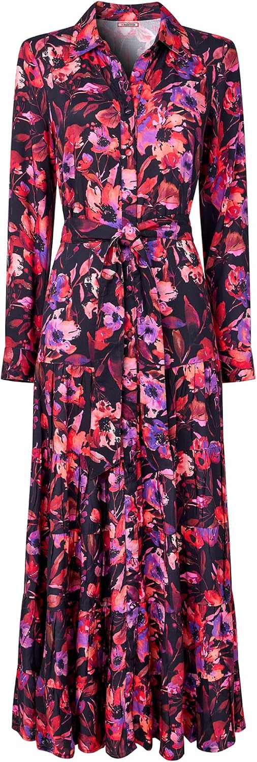 Chloé Rochie Cămașă Maxi Florală – Rochie Lungă cu Guler Cămașă și Mâneci Lungi Elegantă