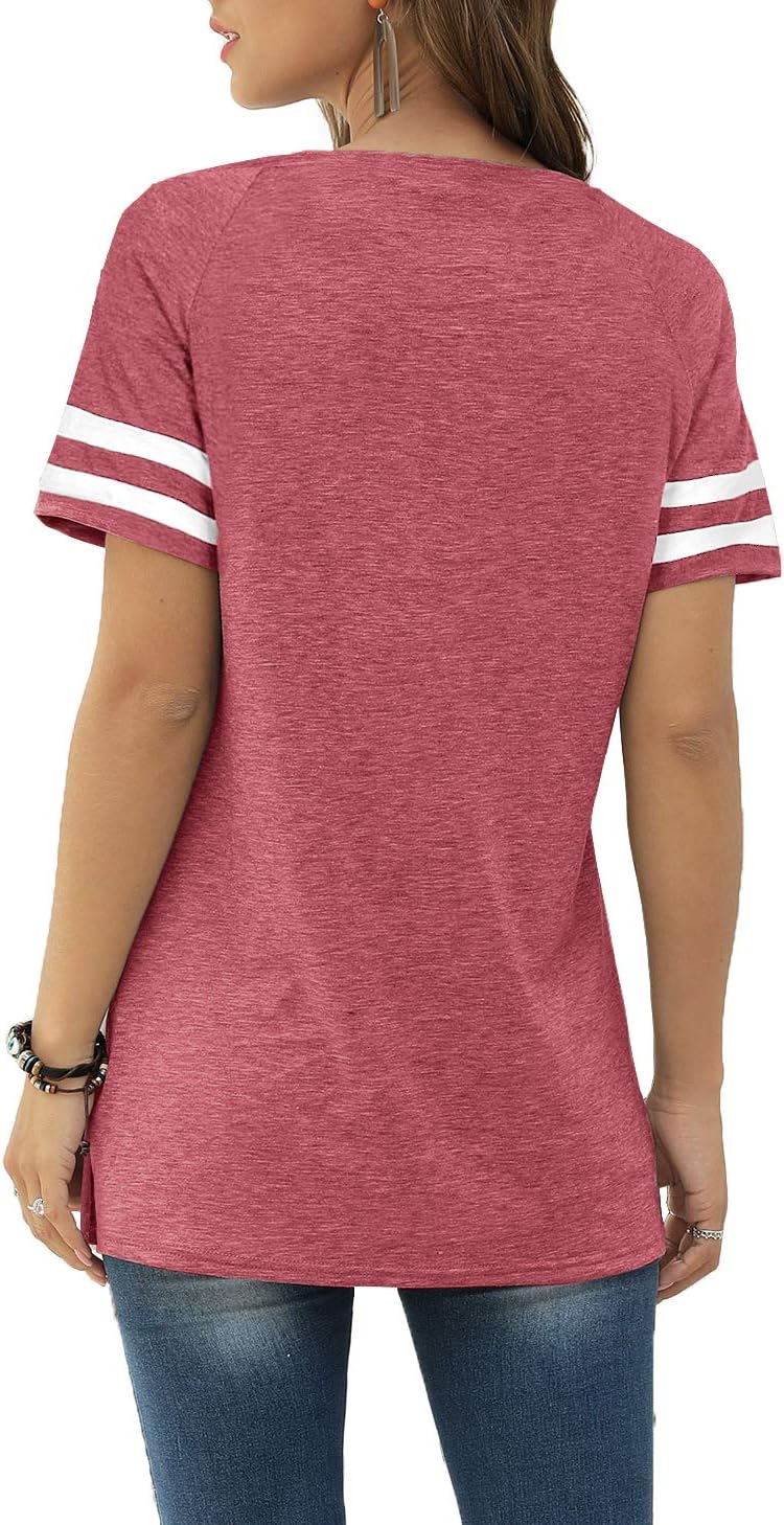 Zoé T-Shirt Femme Rayures – Top Col Rond Coupe Ample Fente Latérale Chic