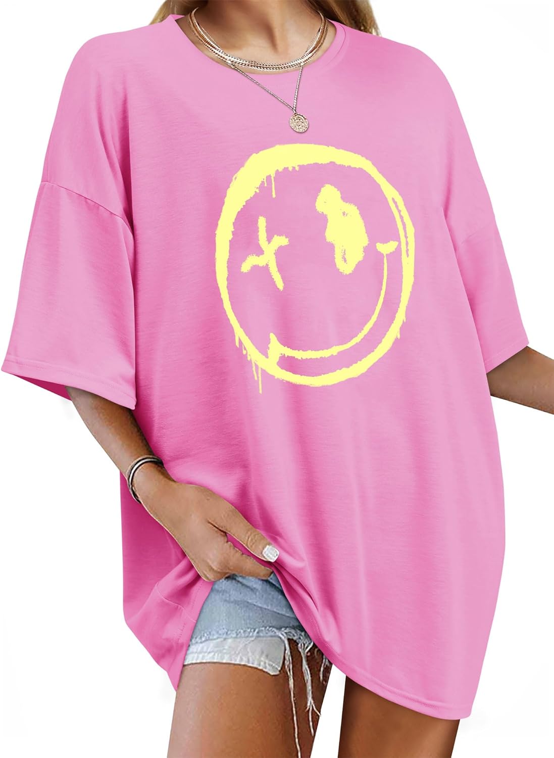 Maya T-shirt til kvinder Oversize – God Vibes top med korte ærmer