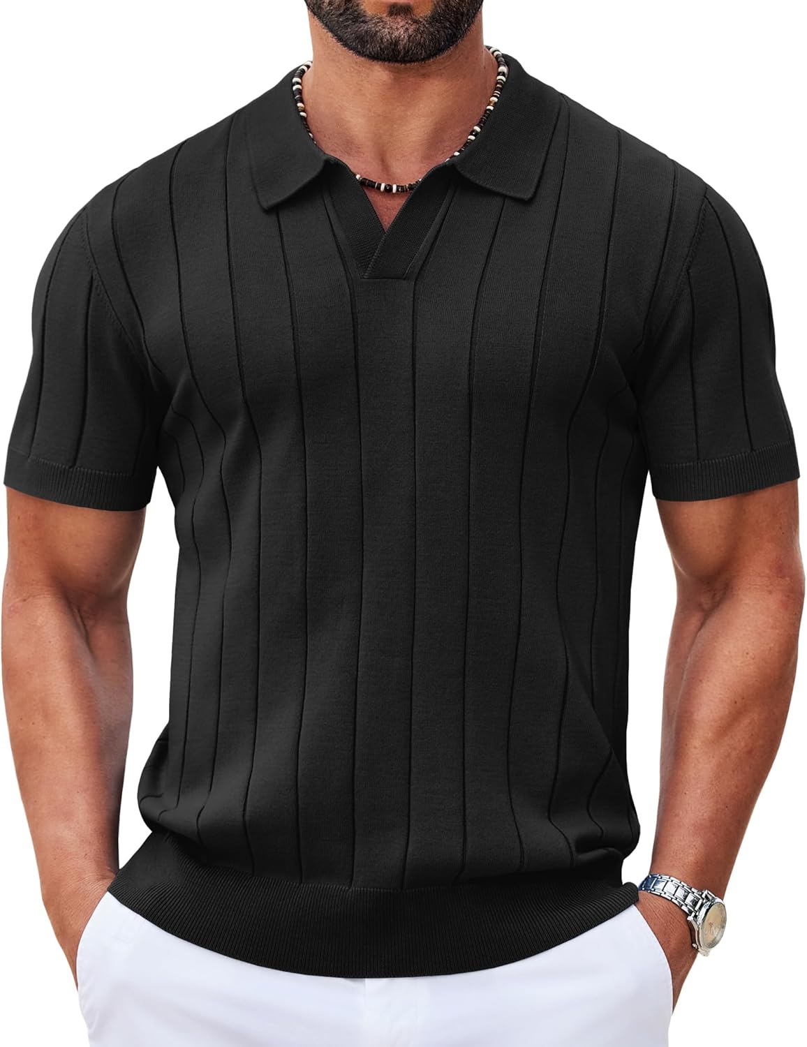 Arthur Polo Uomo – Polo Maglia Collo a V, Stile Old Money Elegante e Leggero