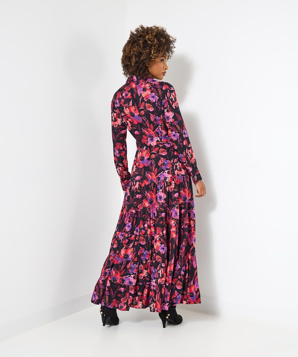 Chloé Rochie Cămașă Maxi Florală – Rochie Lungă cu Guler Cămașă și Mâneci Lungi Elegantă