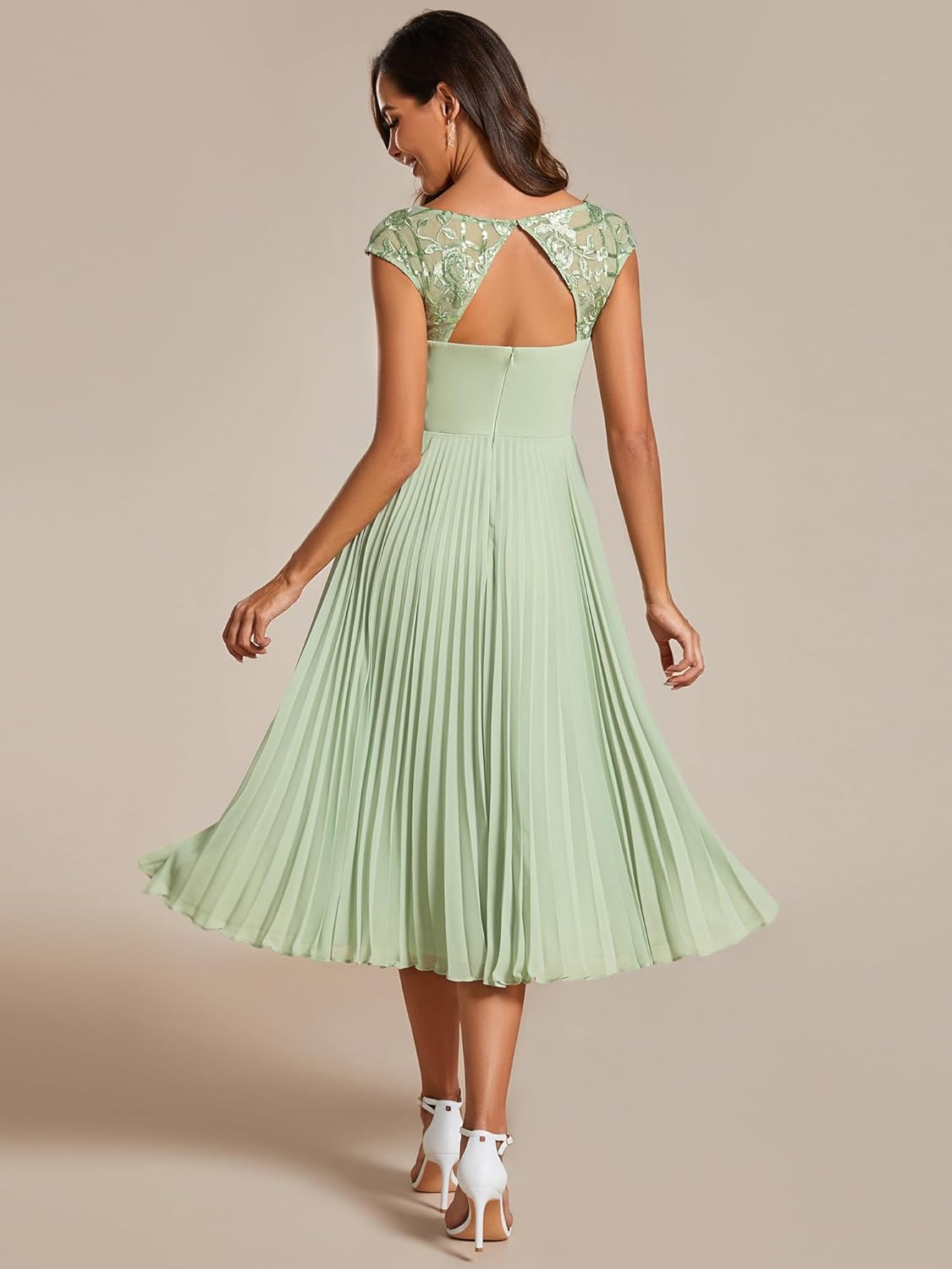 Élise Abito Midi Donna – Abito da Sera in Pizzo e Mussola a Linea A Elegante