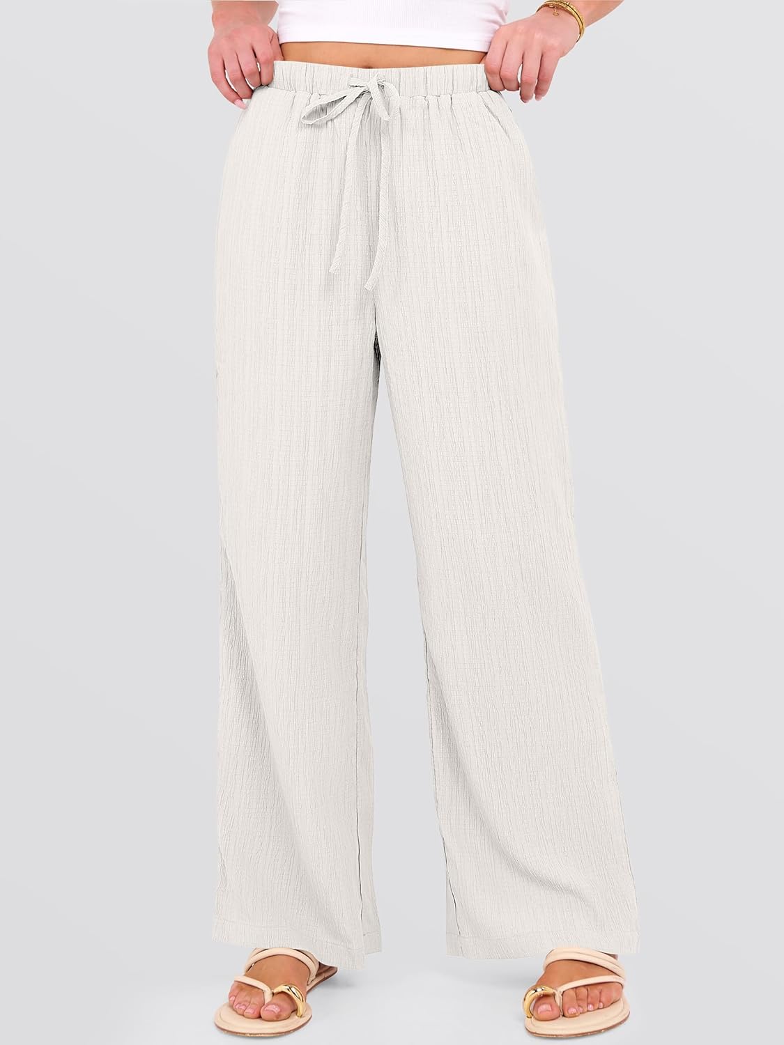 Malaya Pantaloni Donna – Pantaloni Palazzo Larghi con Vita Elastica e Tasche Estate