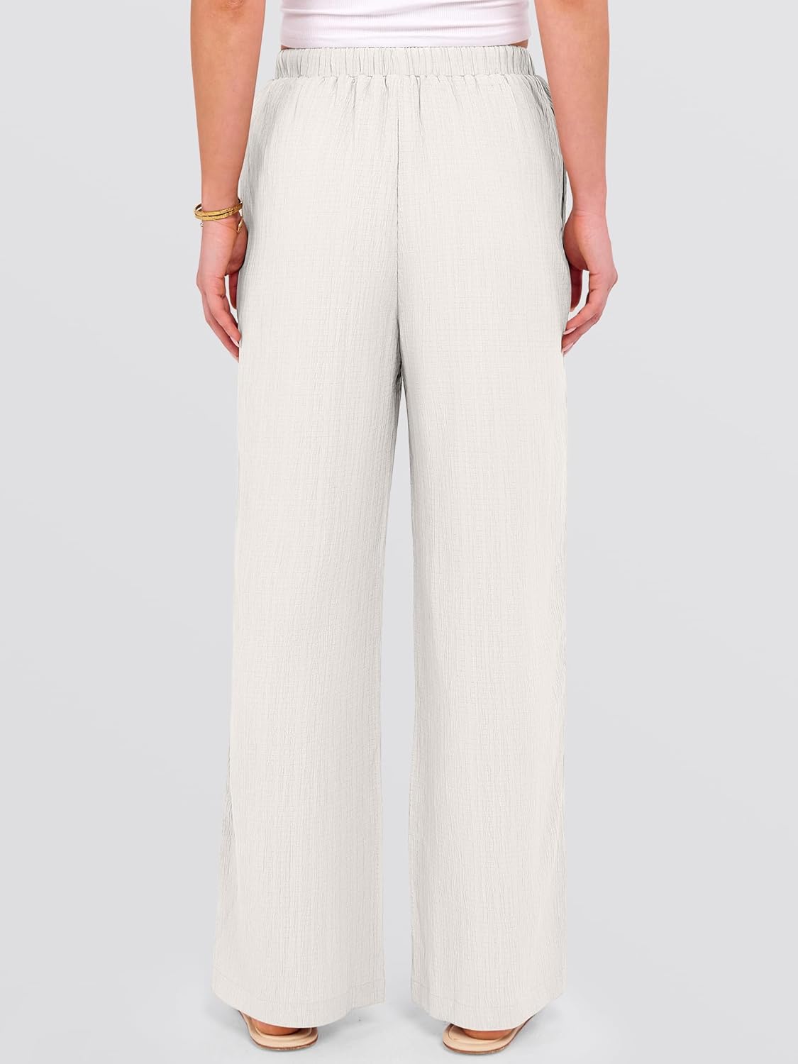 Malaya Pantaloni Donna – Pantaloni Palazzo Larghi con Vita Elastica e Tasche Estate