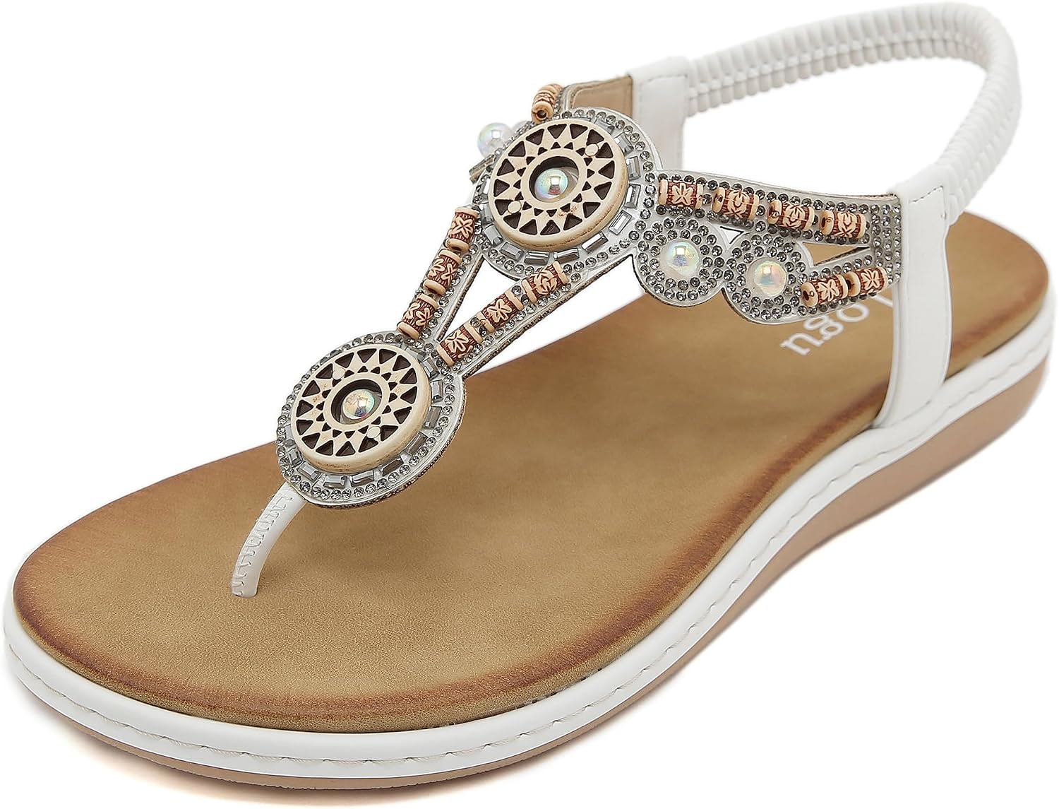 Valeria Tongs Bohèmes Dames – Zomersandalen met Bloemen, Strass en Comfortzool