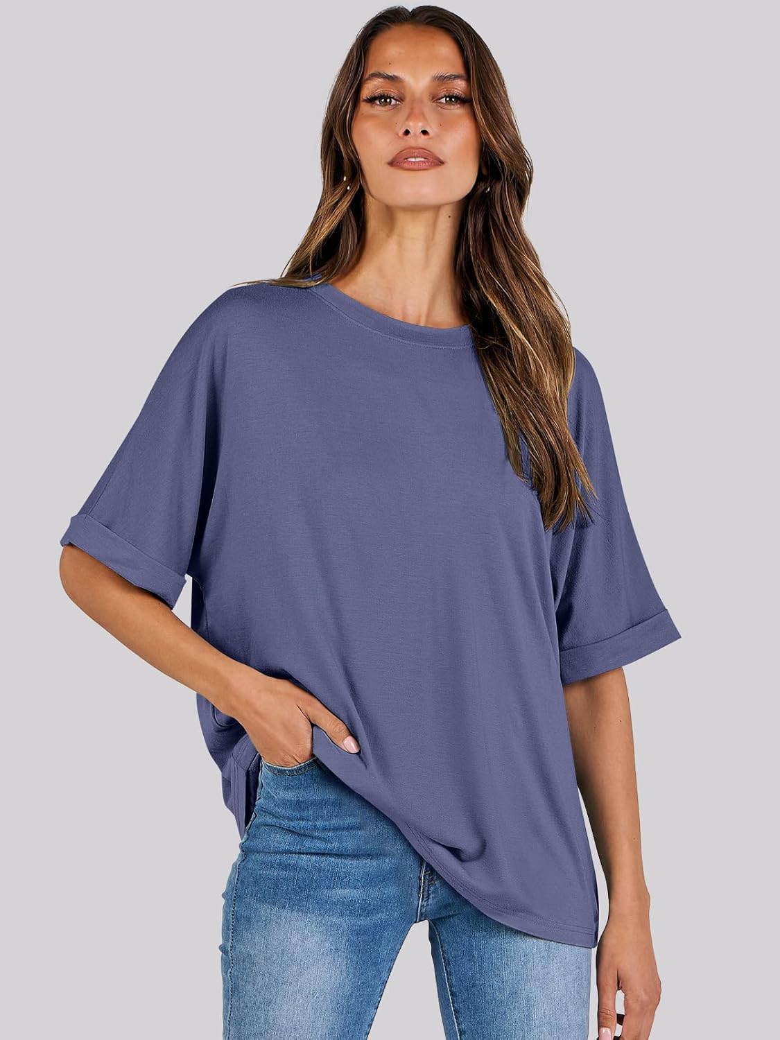 Laura Oversize Women's T-Shirt – Chic Summer Top with Round Neck and Short Sleeves Tunic