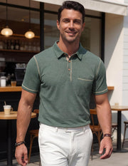 Arthur Men's Polo – Lightweight Cotton Polo, Short Sleeves, Pocket & Casual Chic Style