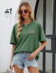 Camiseta Oversize Danielle para Mujer – Top de Algodón 100 % Estampado de Manga Corta