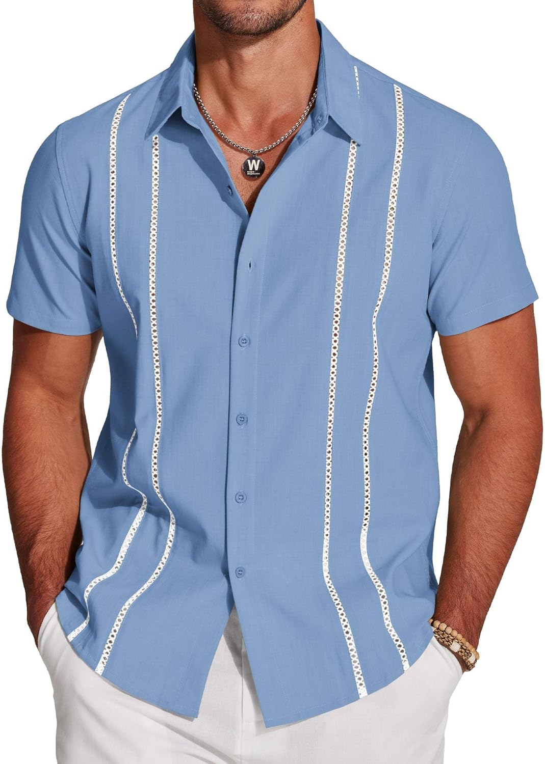 Camisa Guayabera Diego para Hombre – Camisa Cubana de Lino para Verano, Estilo Elegante