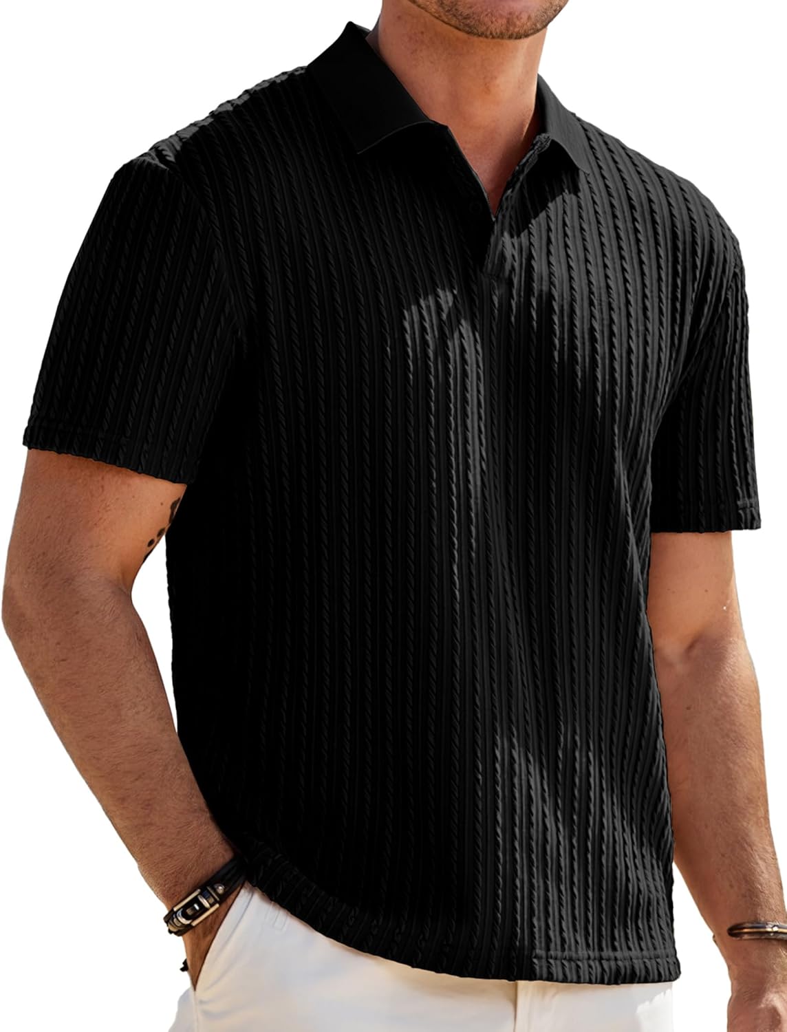 Matteo Polo Homme – Polo z pružné pleteniny, styl Old Money a letní casual