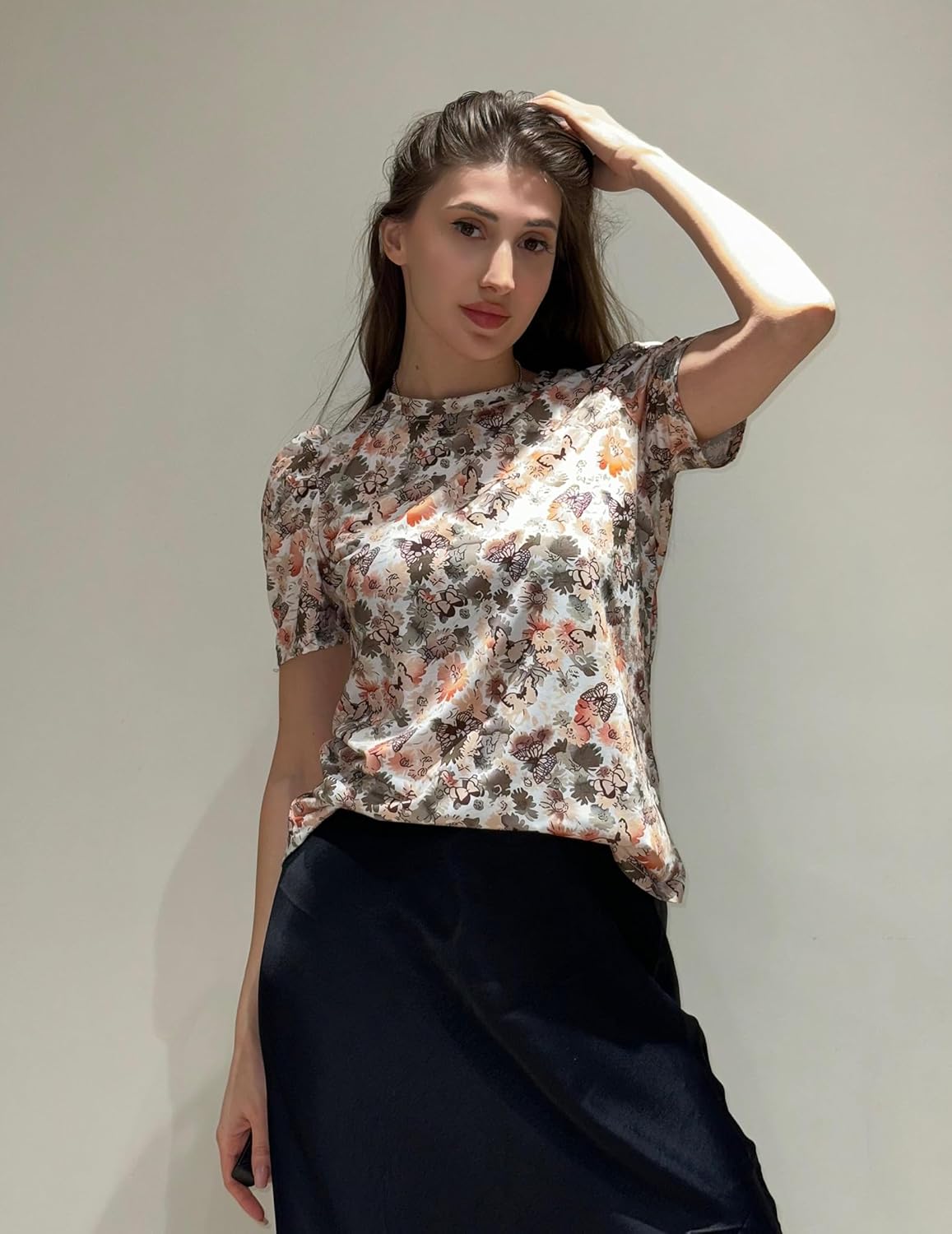 Rosario Blouse Femme Fleurie – Top Manches Bouffantes Coupe Ajustée Élégante Été