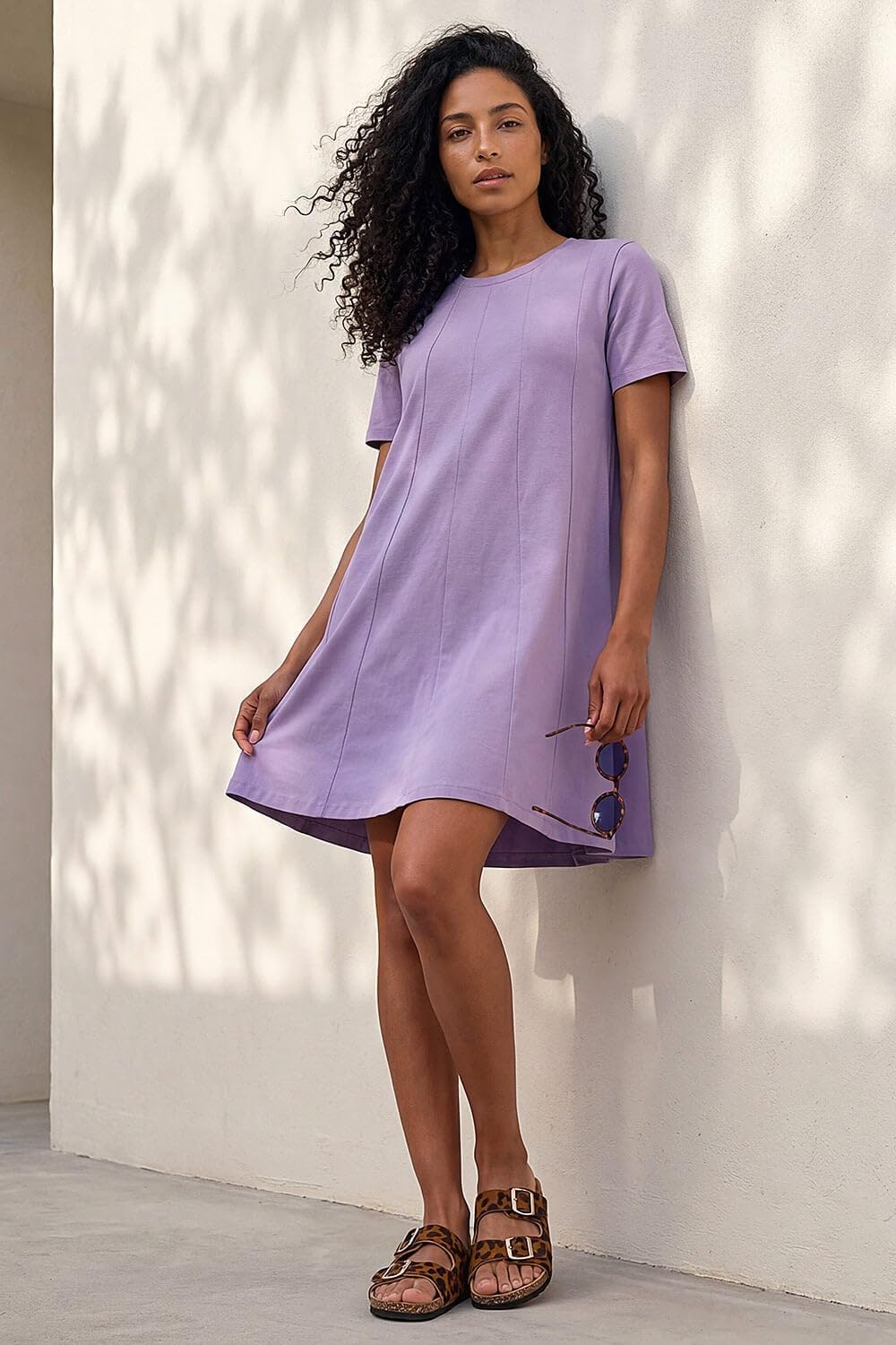 Léonie Kurzes Kleid für Damen – Swing-Kleid aus Baumwoll-Stretch mit Rundhalsausschnitt, Sommer, elegant