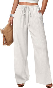 Malaya Pantaloni Donna – Pantaloni Palazzo Larghi con Vita Elastica e Tasche Estate