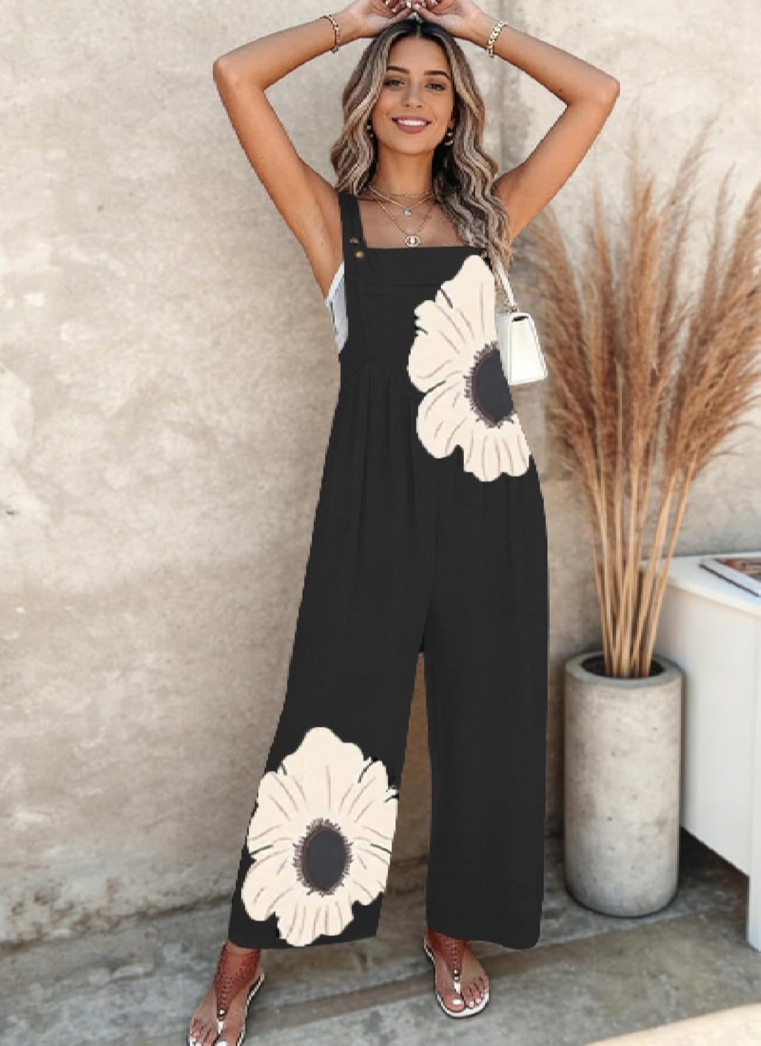 Abigail Combinaison Femme Été – Salopette Fleurie Sans Manches avec Poches