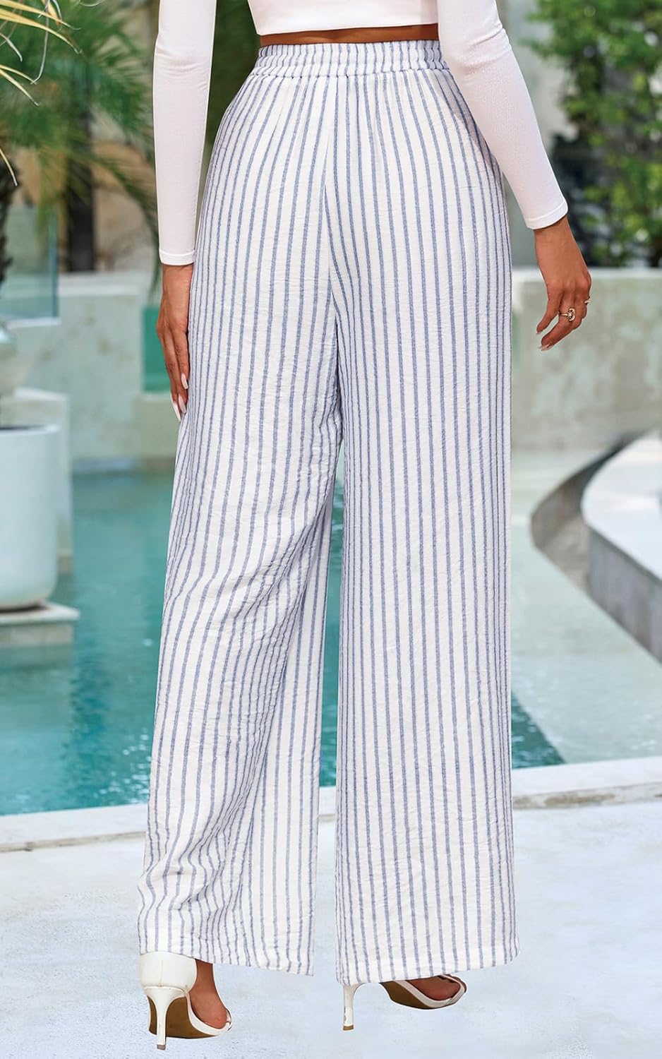 Maggie Pantalón Mujer – Pantalón Palazzo Floral Talle Elástico Ancho Verano