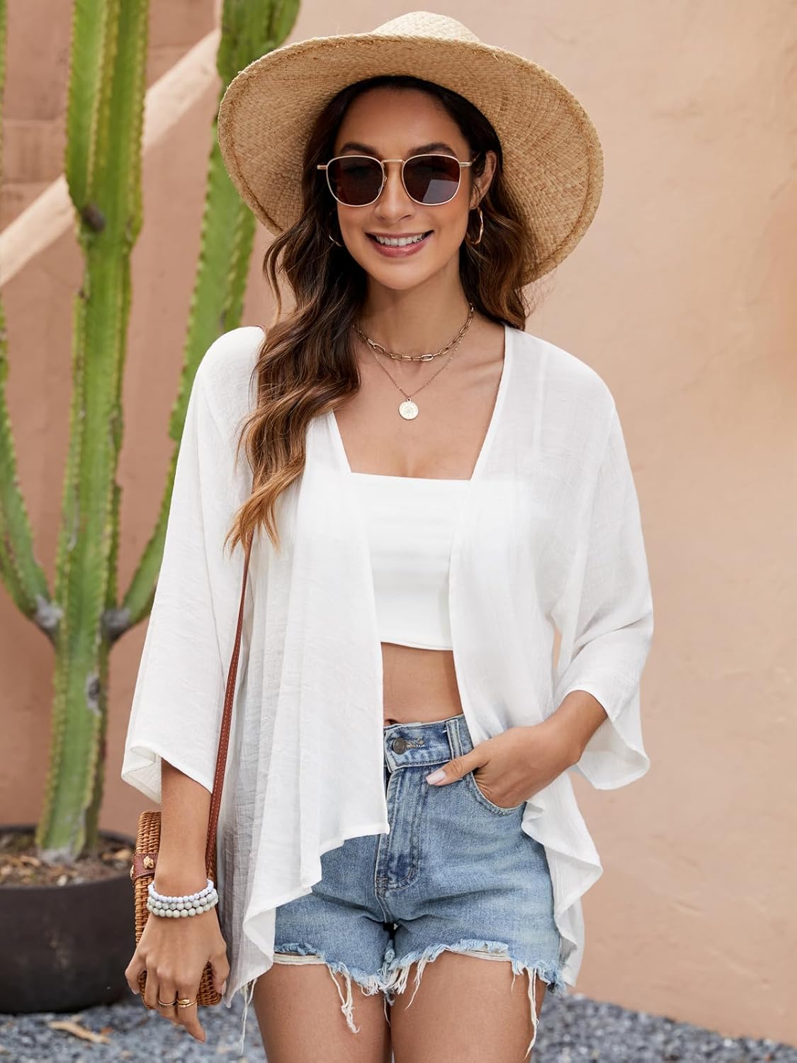 Luna Kimono Mulher Chiffon – Capa Fluida Transparente Elegante Praia Verão