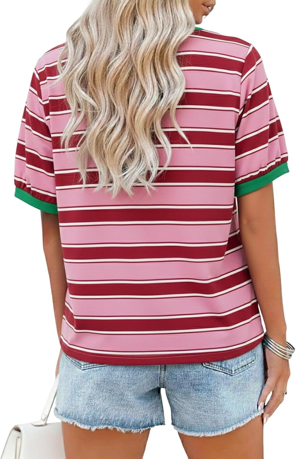 T-shirt Emma Mulher às Riscas – Gola Redonda, Corte Solto, Mangas Curtas Algodão Verão