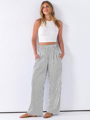 Léah Pantalon Damă – Pantalon Palazzo Dungi Talie Înaltă & Buzunare Vară