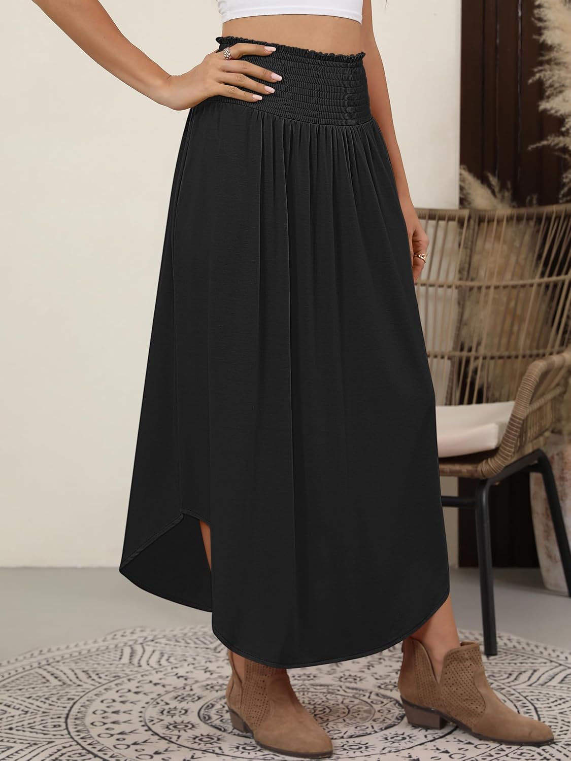 Lulu Jupe Longue Femme – Jupe Maxi Bohème Fleurie, Taille Haute & Fluide