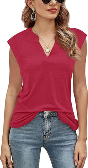 Léna T-shirt dames – elegante top met V-hals en korte mouwen