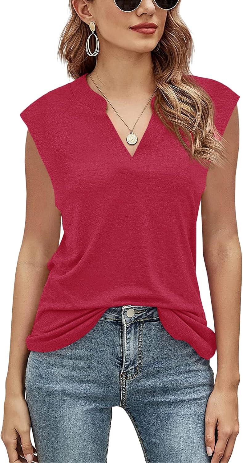 Léna T-shirt dames – elegante top met V-hals en korte mouwen