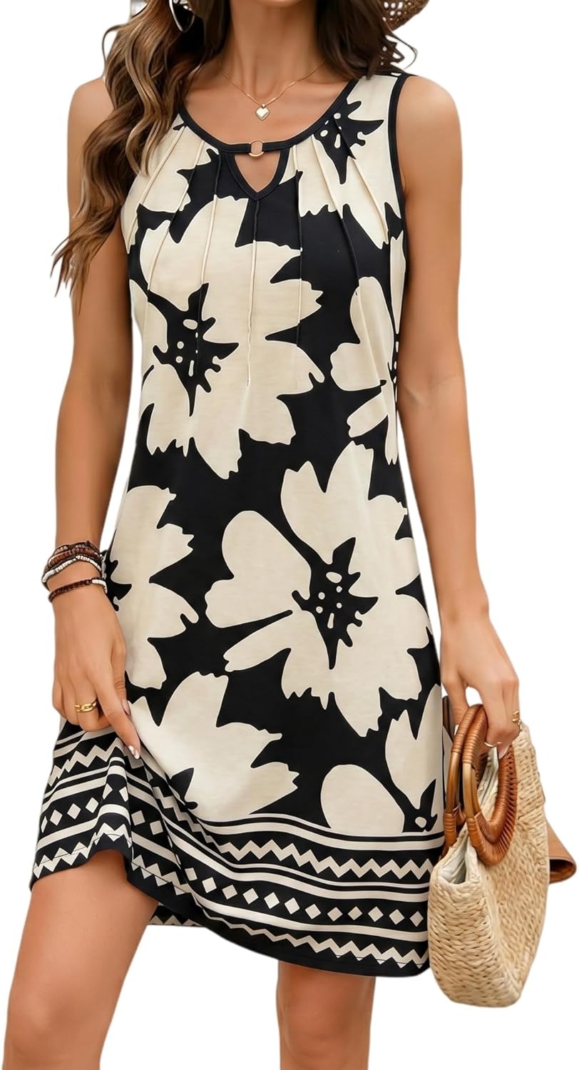 Chloé Vestido de Verano para Mujer – Vestido Corto Floral con Tirantes Corte A-Line Playa