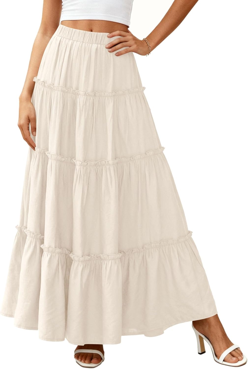 Layza Maxirock Damen – Boho-Rock mit hoher Taille, fließend & Volants Sommer