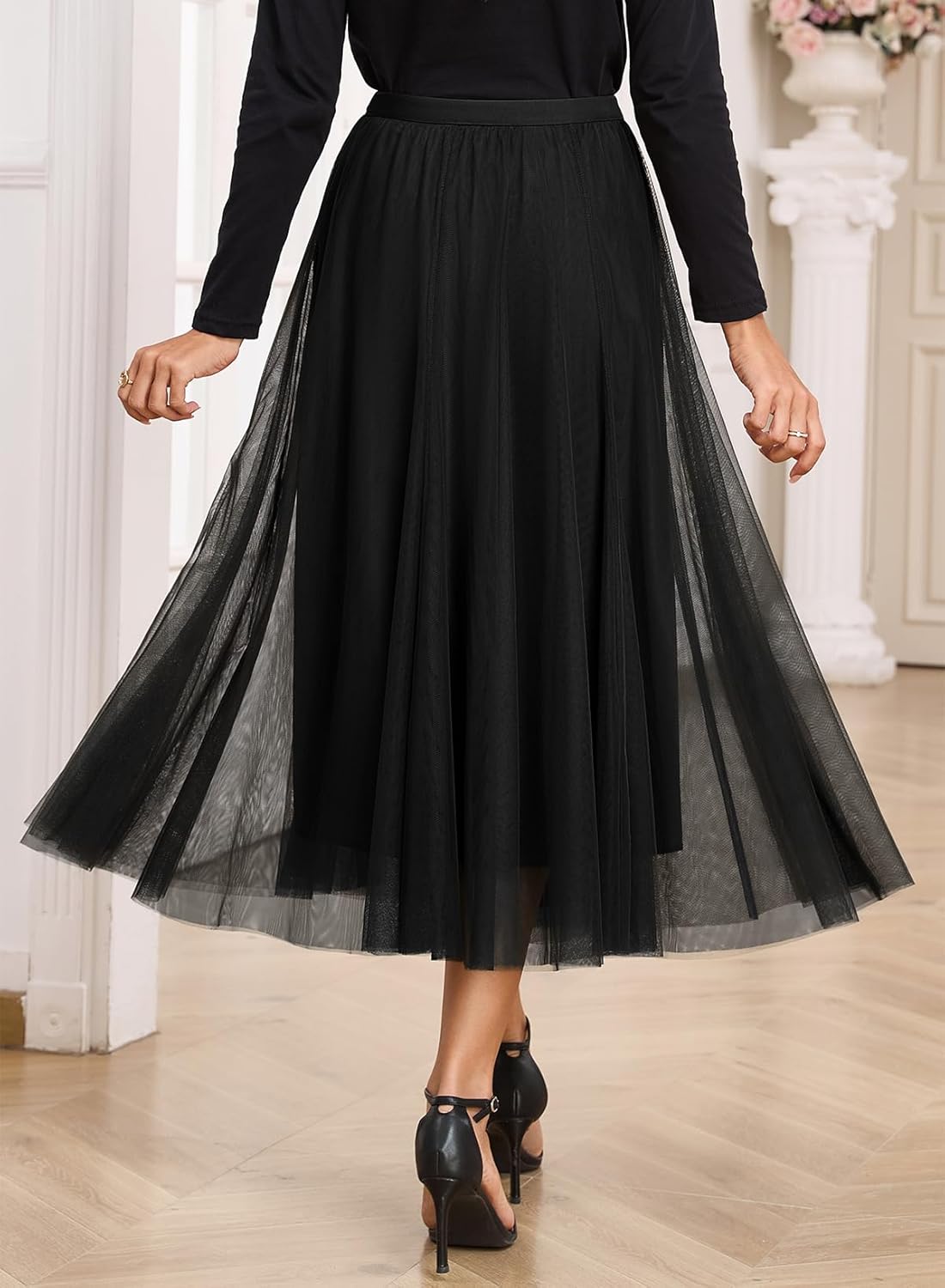 Cassy Women's Tulle Skirt – Long High-Waisted Skirt, Flowing & Elegant