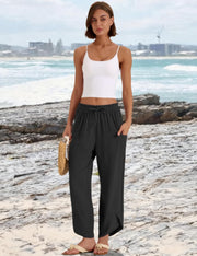 Jade Pantaloni Donna – Capri Palazzo Lino Bohemien Ampio Vita Elastica & Tasche
