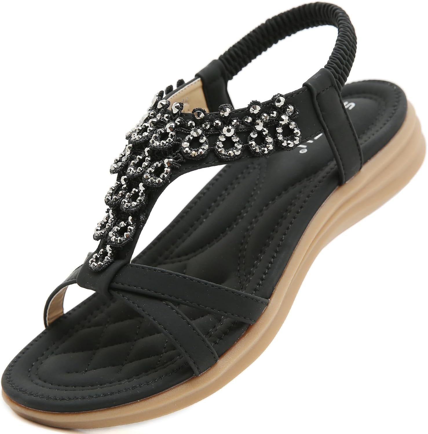 Daphne Tongs Bohèmes Dame – T-sandaler med strass og elastisk rem