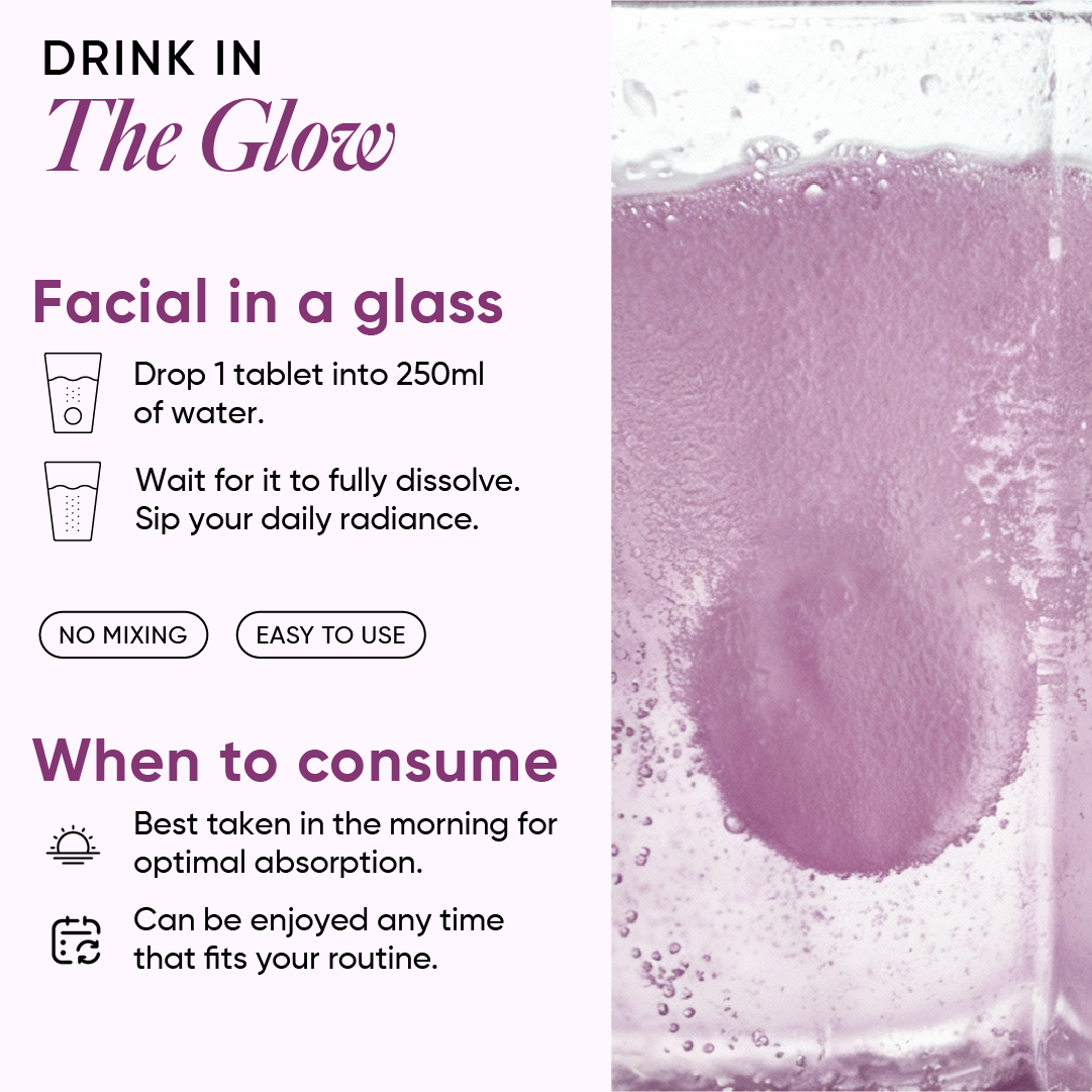 glutathione effervescent tablet in a glass of water
