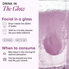glutathione effervescent tablet in a glass of water