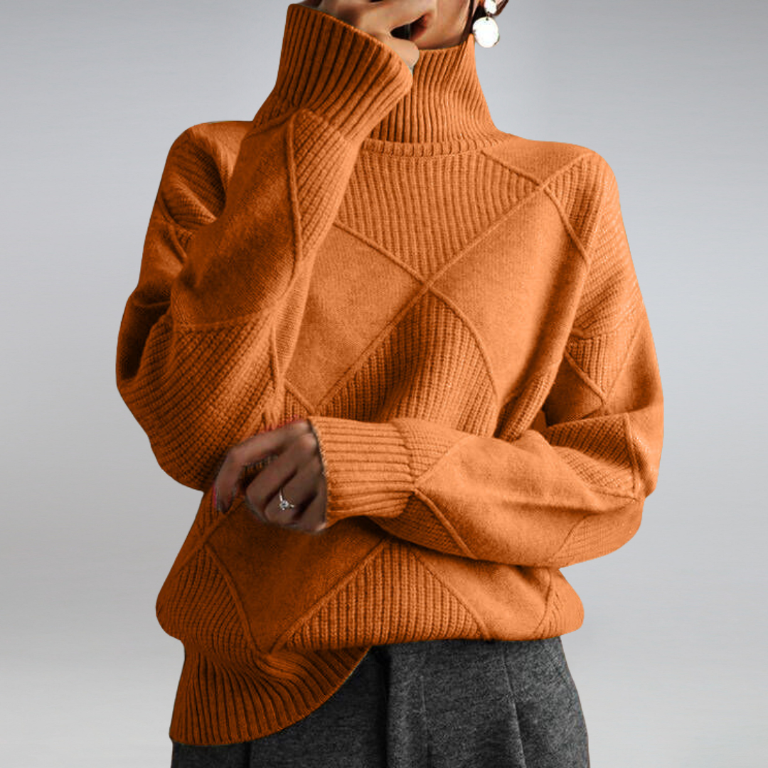 Suéter Luciana para mujer: elegante jersey de cuello alto en suave y chic cachemir atemporal.