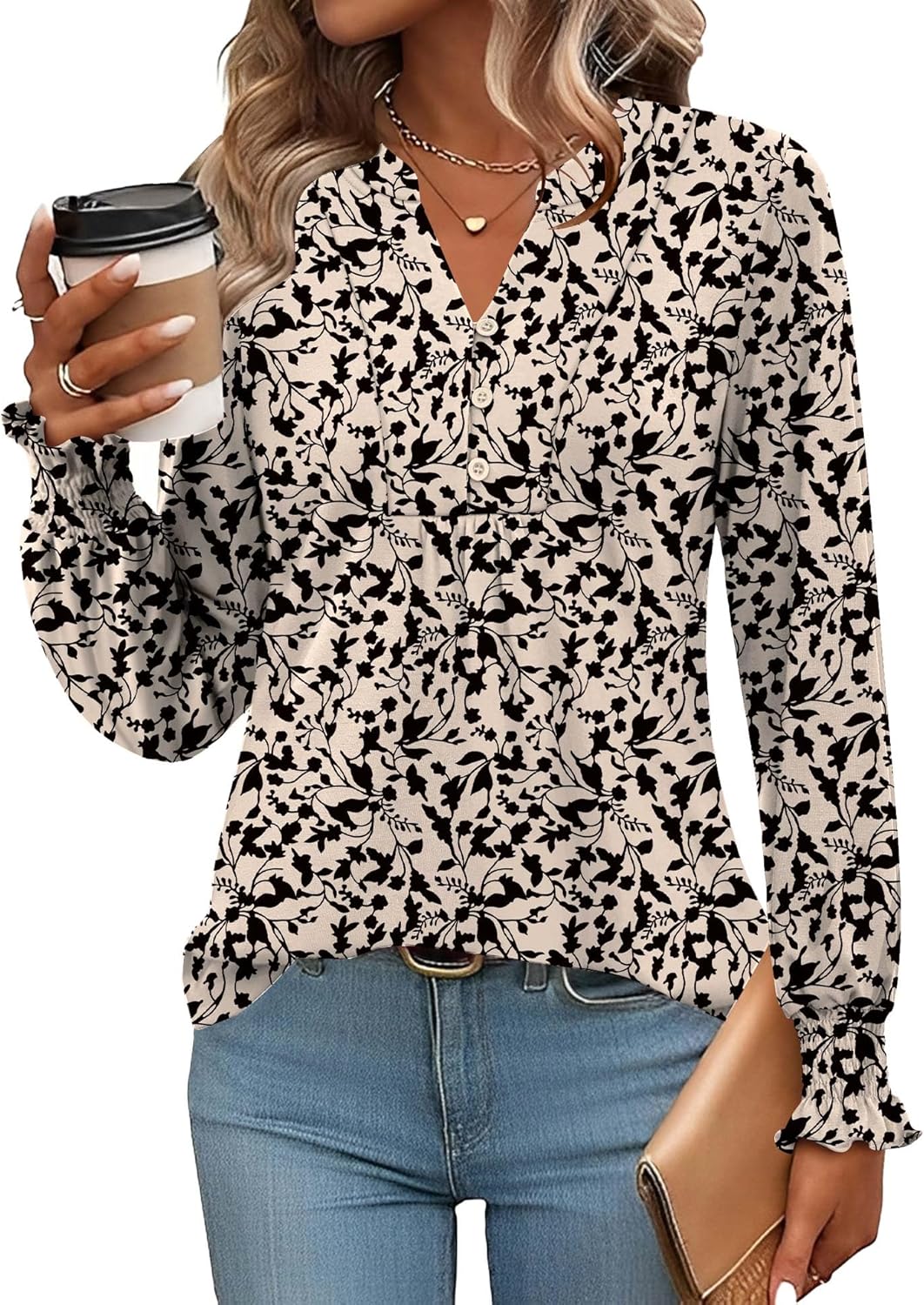 Crissy blouse dames V-hals – met knopen, korte mouwen, ruime elegante tuniek