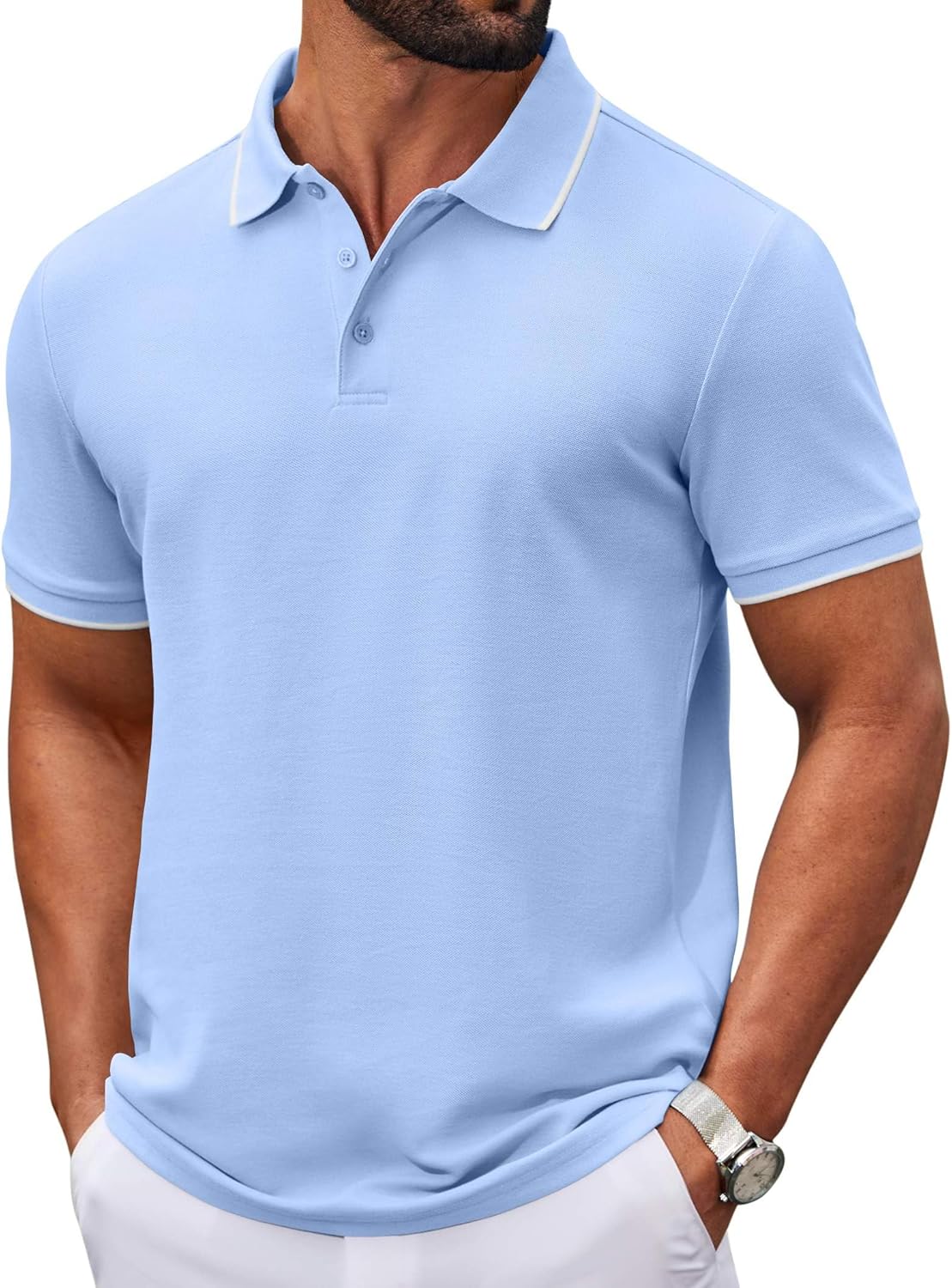 Leon Men's Polo – Short Sleeve Cotton Piqué Polo, Casual & Elegant Golf Style