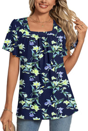 Éva Blouse Women’s – Elegant Top with Square Neck and Petal Sleeves