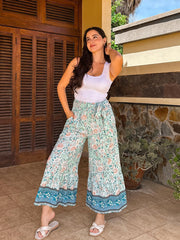 Zainab dames palazzo broek bohemien – wijde, vloeiende pasvorm, hoge elastische taille, zomer