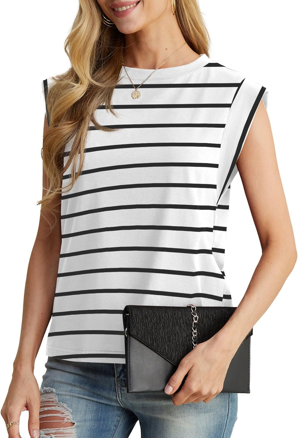 T-shirt Sophie Donna – Top in Cotone Taglio Ampio Maniche Corte Casual Chic