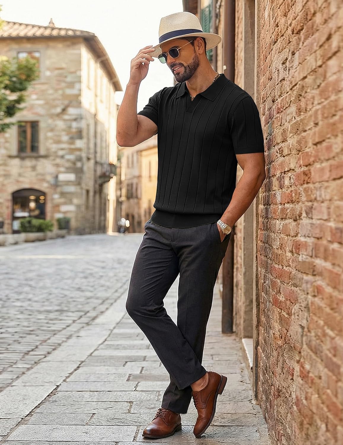 Arthur Polo Uomo – Polo Maglia Collo a V, Stile Old Money Elegante e Leggero